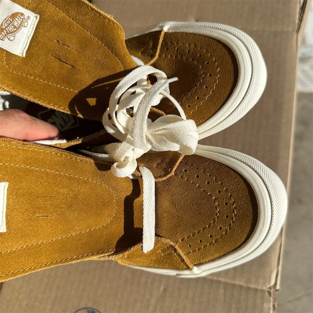 Vans Sk8-Hi Tapered High Top Sneakers Tufted Check Brown Womens 6.5 Mens 5 - Picture 9 of 10